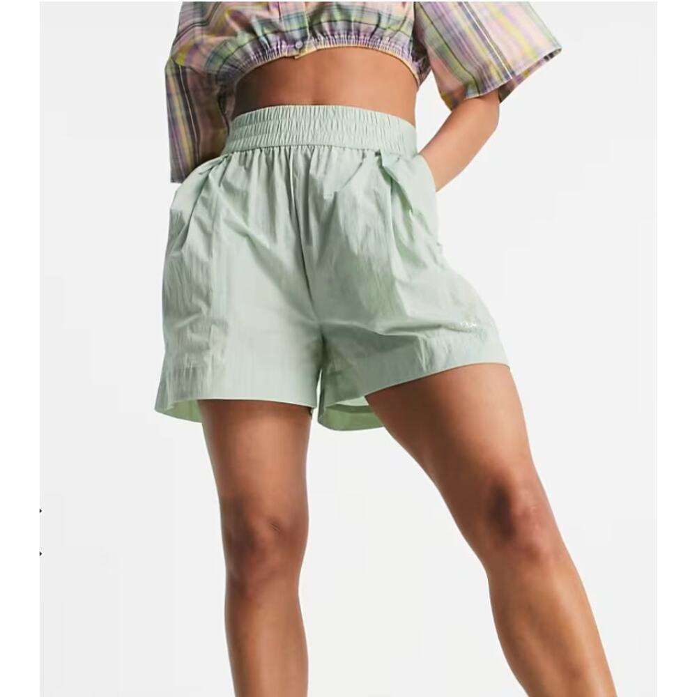 NEW ASOS Crinkle Shorts in Sage Nylon 2
